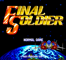 Final Soldier title screen for PC Engine